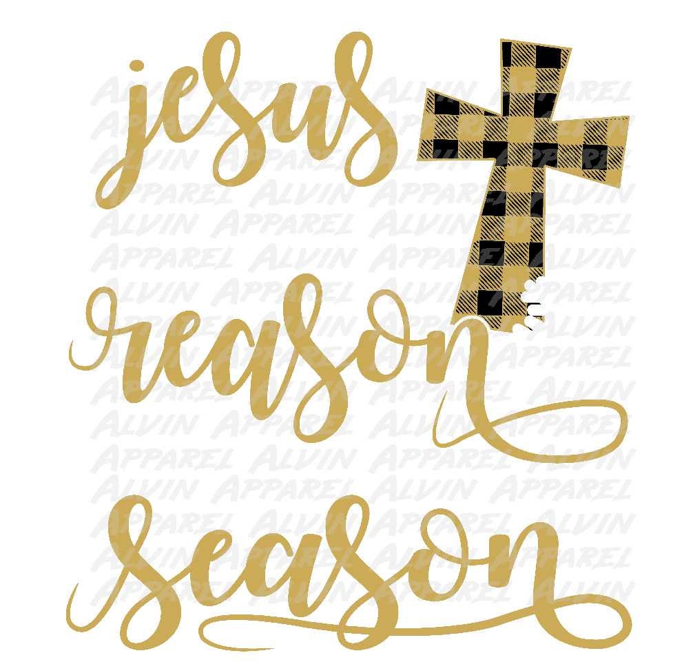 Jesus Reason Season Gold Plaid Transfer