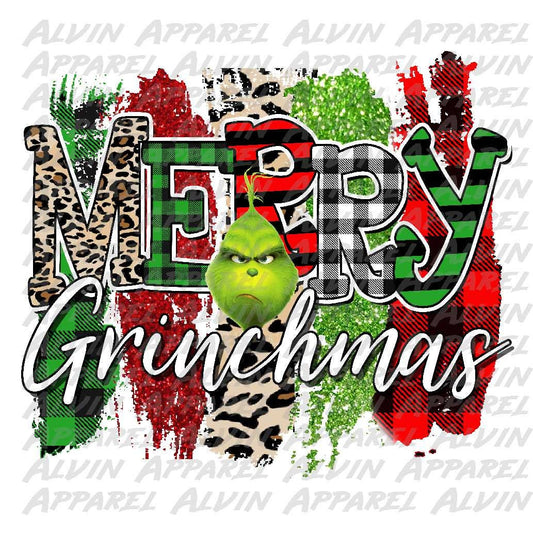 Merry Grinchmas Brushstrokes Transfer