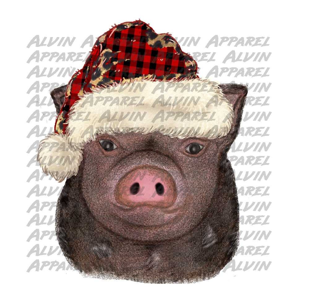 Santa Pig in Hat Background Transfer