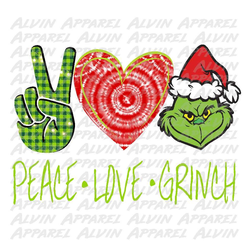 Peace Love Green Face Red Santa Hat 1 Transfer