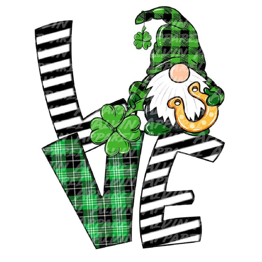 LOVE Plaid Stripes Clover Shamrock Gnome St Patrick's Day