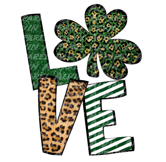 LOVE Shamrock Leopard Green Stripes St Patrick's Day