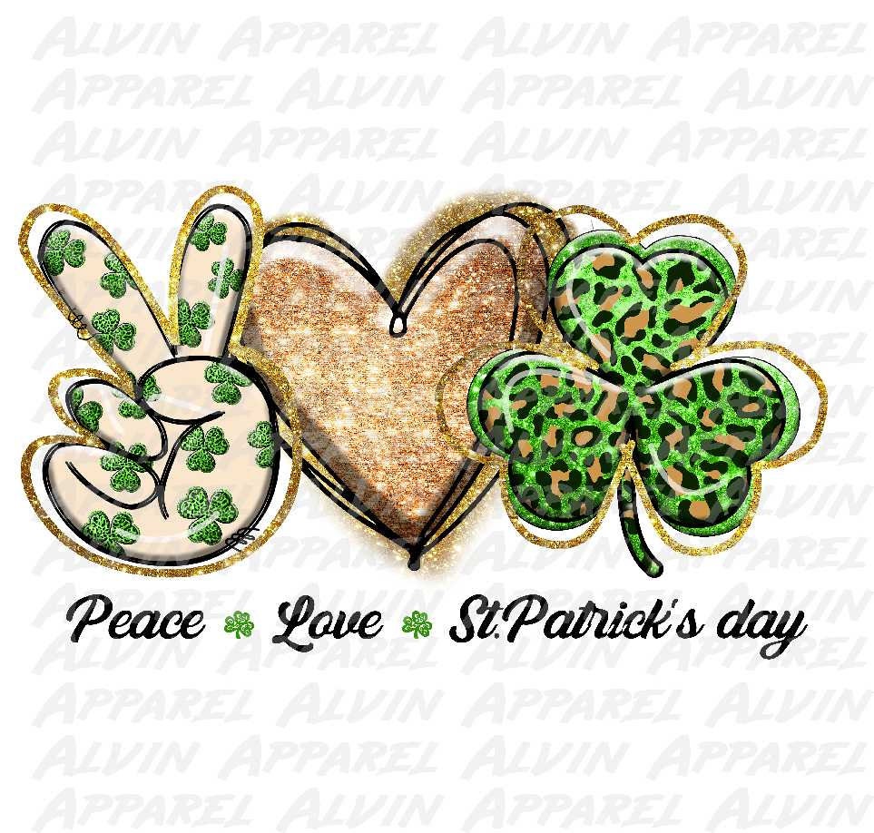 Peace Love St Patrick's Day Black Text